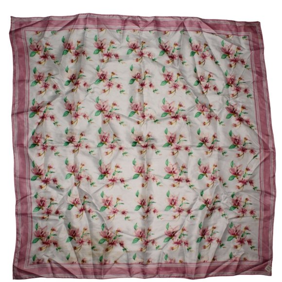 Godiva Chololates Accessories - Vintage Godiva Chocolate Floral Pink White 35" X 35" Colorful Square Scarf Luxe